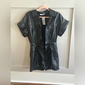 NWT Black Leather Romper